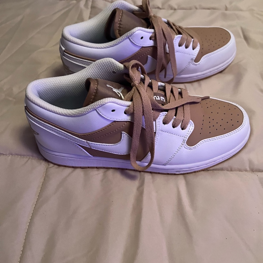 White and Brown Jordan Sneakers